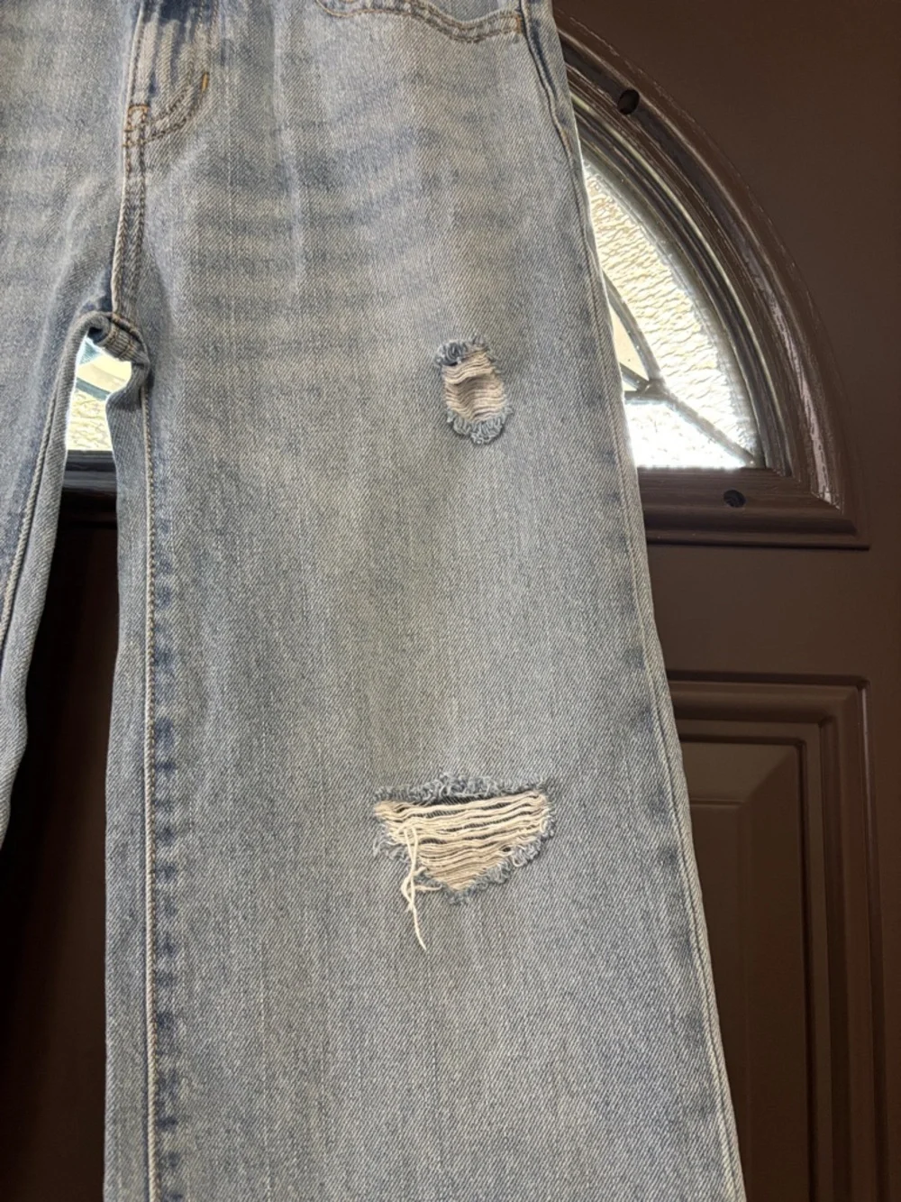 Old Navy Light Blue Wide-Leg Distressed Kids Jeans